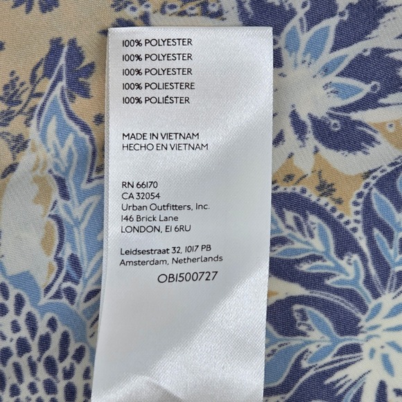 Free People Soli Plunge Neck Yellow Floral Long Sleeve Mini Dress Pockets Size L - Picture 11 of 12